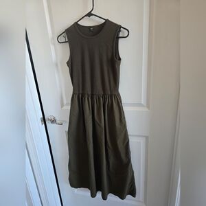 Sleeveless Olive Green Midi Dress